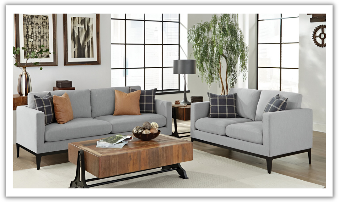 Coaster Furniture Apperson Gray Fabric Living Room Set-Jennifer Furniture