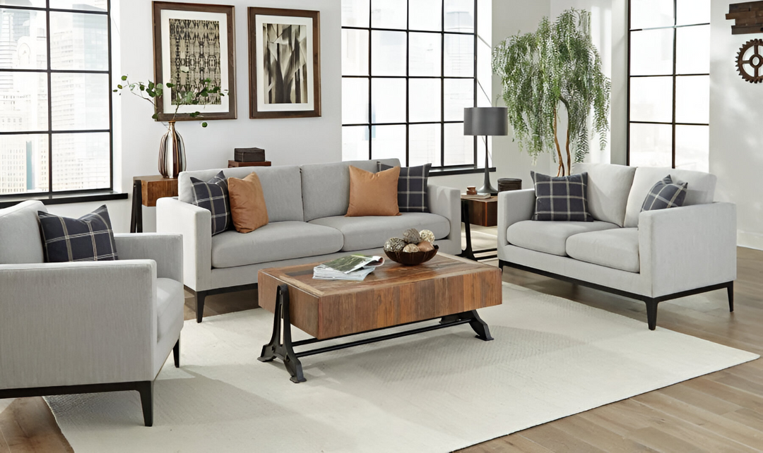 Coaster Furniture Apperson Gray Fabric Living Room Set-Jennifer Furniture