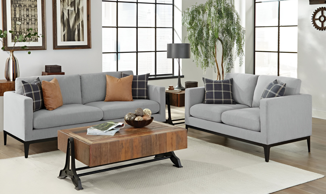 Coaster Furniture Apperson Gray Fabric Living Room Set-Jennifer Furniture