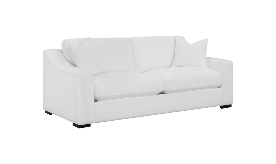 Coaster Furniture Ashlyn 3-Seater White Fabric Sofa with Sloped Arms-Jennifer Furniture