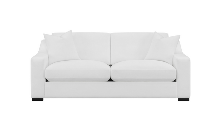 Coaster Furniture Ashlyn 3-Seater White Fabric Sofa with Sloped Arms-Jennifer Furniture