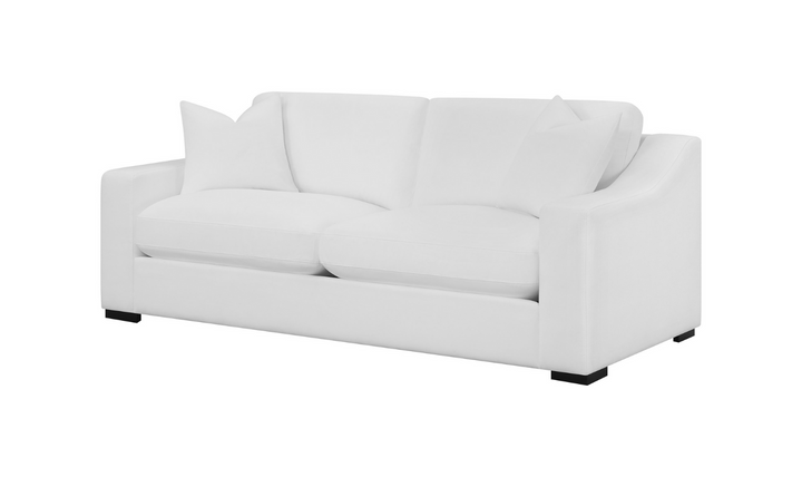 Coaster Furniture Ashlyn 3-Seater White Fabric Sofa with Sloped Arms-Jennifer Furniture