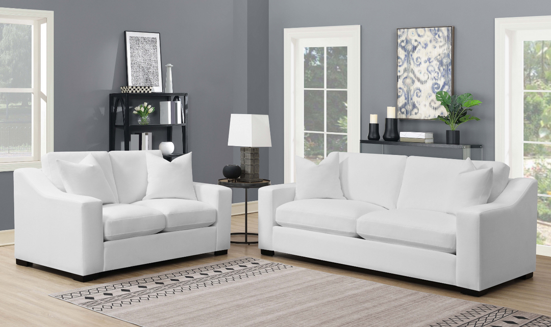 Coaster Furniture Ashlyn Fabric Upholstered Living Room Set in White-Jennifer Furniture