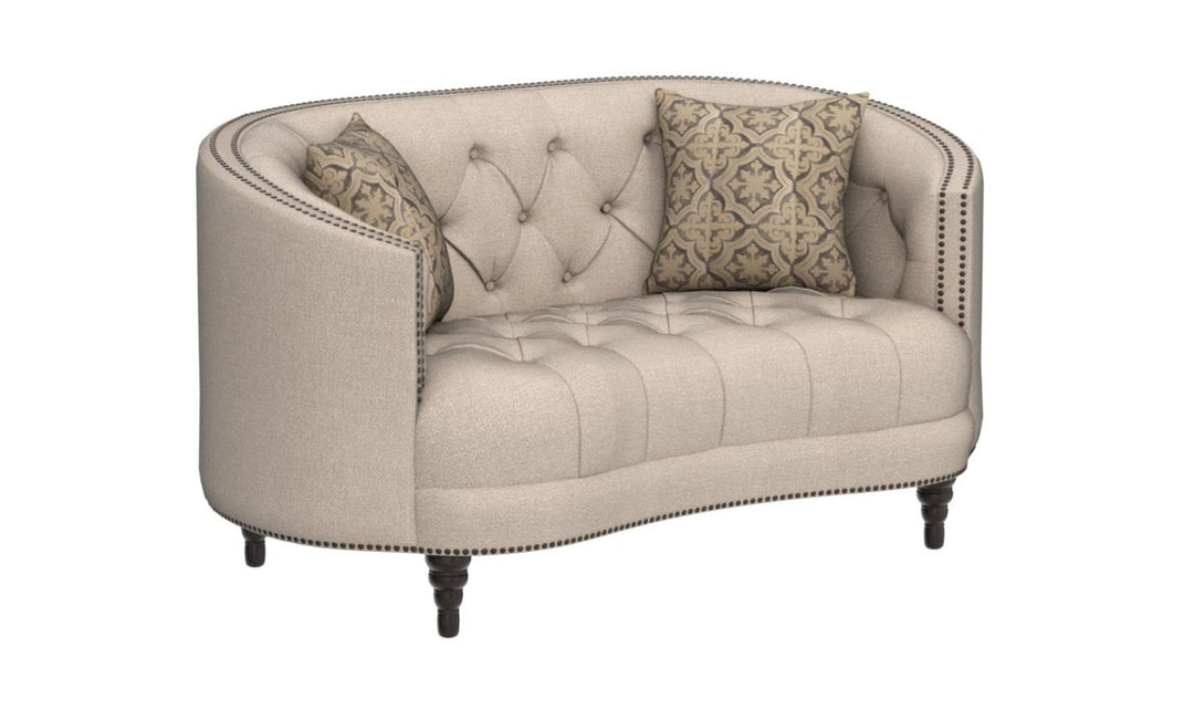 Coaster Furniture Avonlea Tufted Gray Fabric Sloped Arm Loveseat