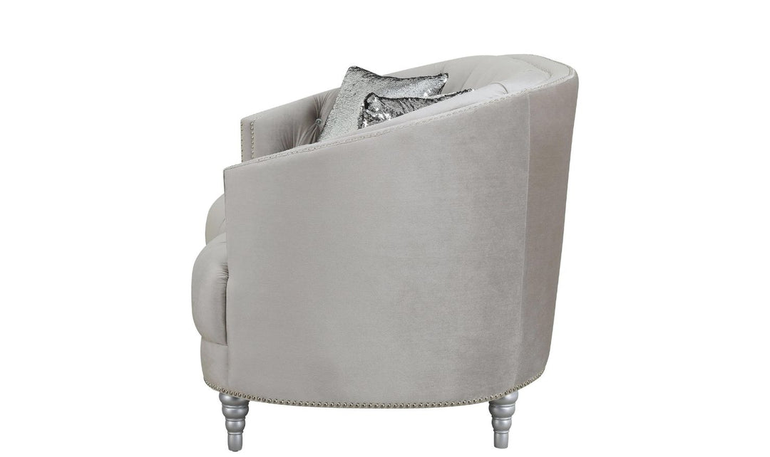 Coaster Furniture Avonlea Tufted Gray Fabric Sloped Arm Loveseat