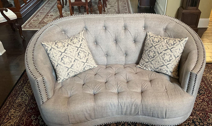 Coaster Furniture Avonlea Tufted Gray Fabric Sloped Arm Loveseat