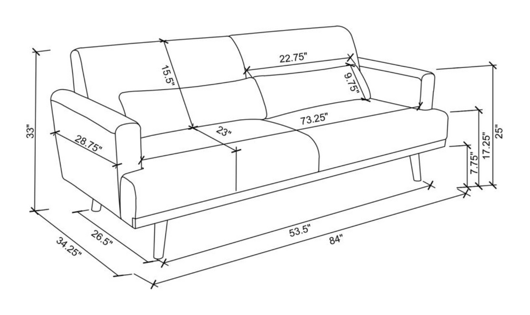 Coaster Furniture Blake 3-Seater Stationary Fabric Sofa in Gray-Jennifer Furniture