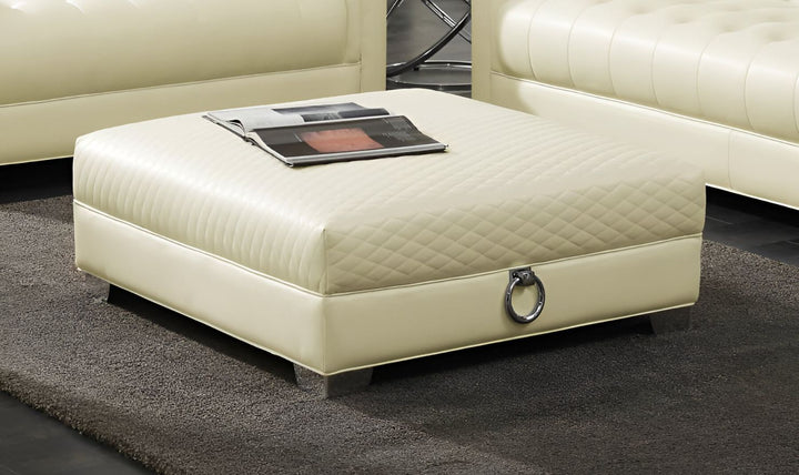 Coaster Furniture Chaviano White Leather Square Ottoman