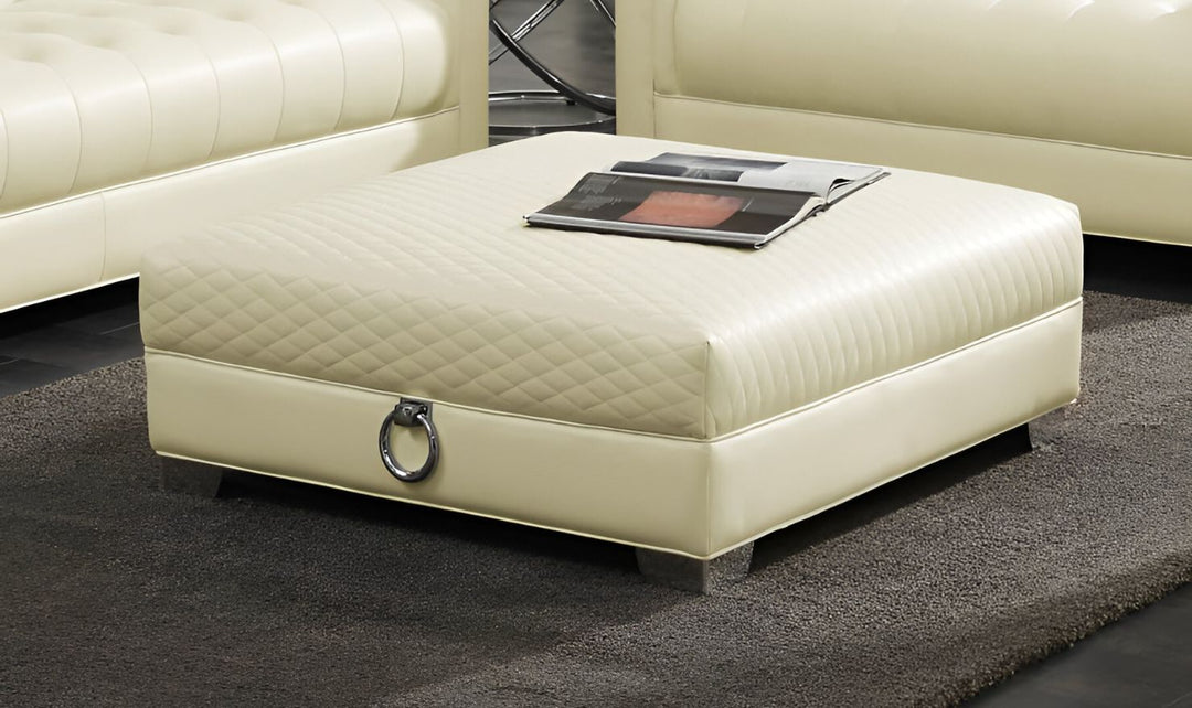 Coaster Furniture Chaviano White Leather Square Ottoman