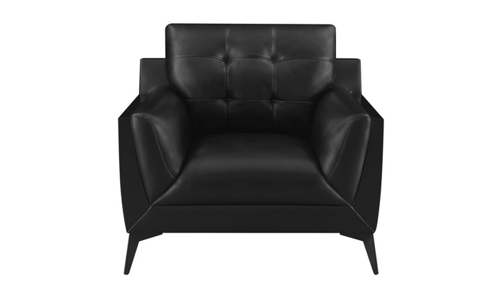 Coaster Furniture Moira Tufted Leather Living Room Set in Black-Jennifer Furniture