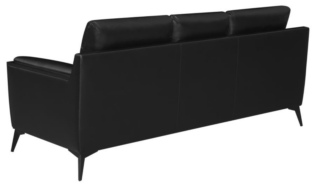 Coaster Furniture Moira Tufted Leather Living Room Set in Black-Jennifer Furniture