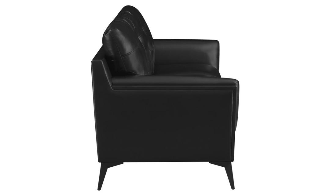 Coaster Furniture Moira Tufted Leather Living Room Set in Black-Jennifer Furniture