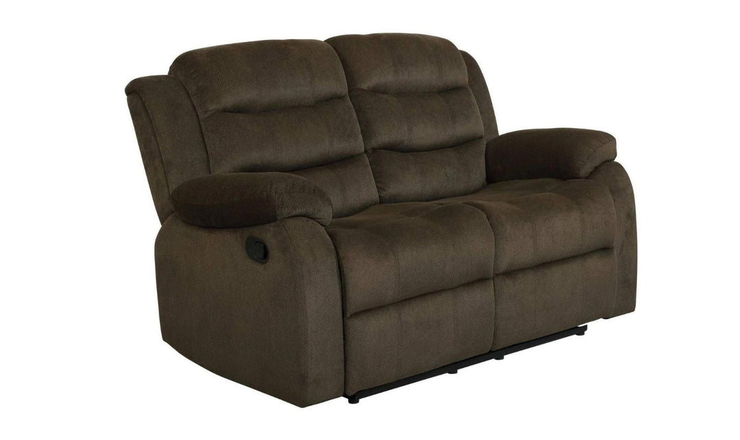 Coaster Furniture Rodman Tufted Back Motion Loveseat in Brown