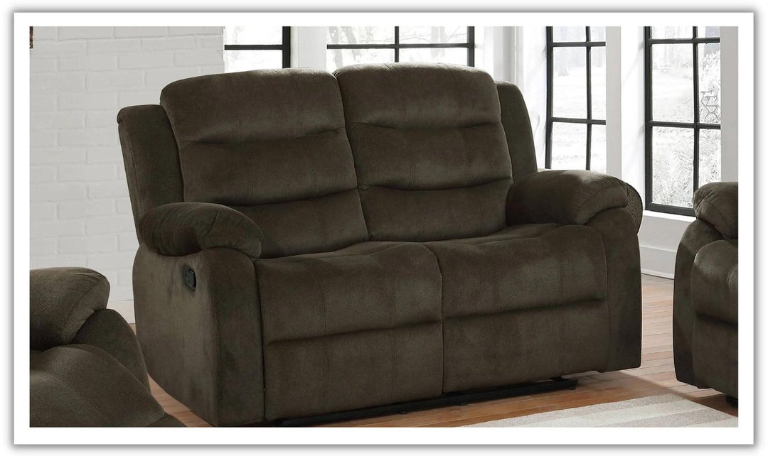 Coaster Furniture Rodman Tufted Back Motion Loveseat in Brown