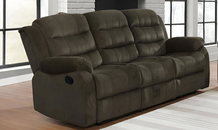 Coaster Rodman 3-Seater Velvet Motion Sofa with Pillow-Top Arms in Olive Brown
