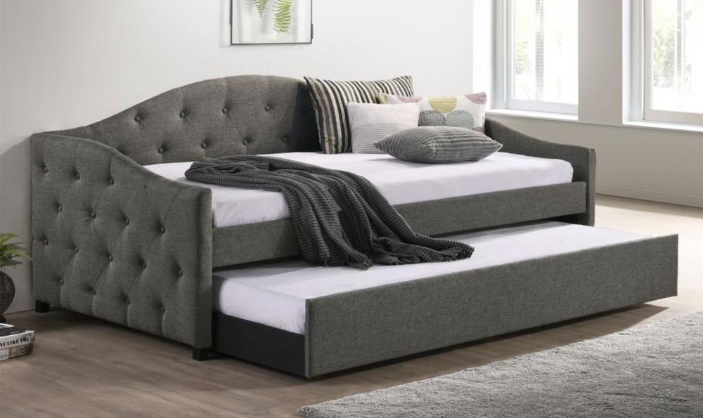 Coaster Sadie Upholstered Tufted Twin Daybed with Trundle in Gray-Jennifer Furniture