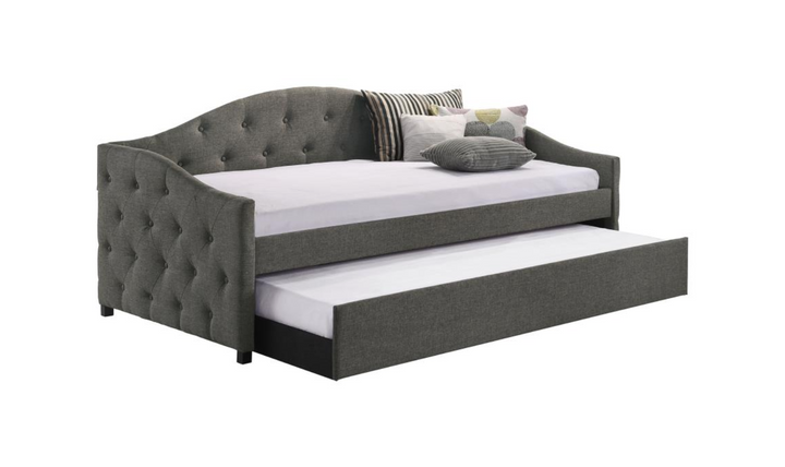 Coaster Sadie Upholstered Tufted Twin Daybed with Trundle in Gray-Jennifer Furniture