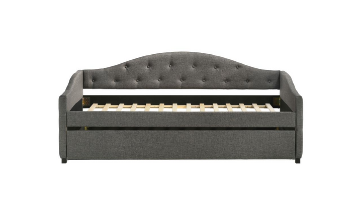 Coaster Sadie Upholstered Tufted Twin Daybed with Trundle in Gray-Jennifer Furniture