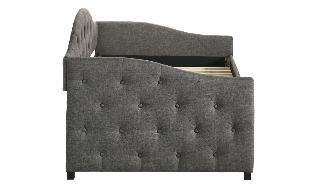 Coaster Sadie Upholstered Tufted Twin Daybed with Trundle in Gray-Jennifer Furniture