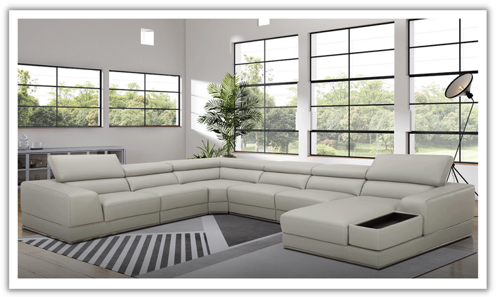 ESF Cocoon U-Shaped 7 Seater Sectional Sofa with Storage in Gray