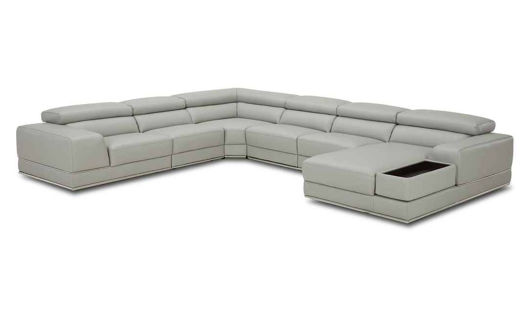 ESF Cocoon U-Shaped 7 Seater Sectional Sofa with Storage in Gray