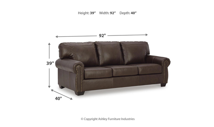 Colleton 3-Seater Dark Brown Leather Sofa with Rolled Arms