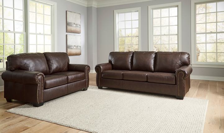 Colleton Dark Brown Leather Living Room Set