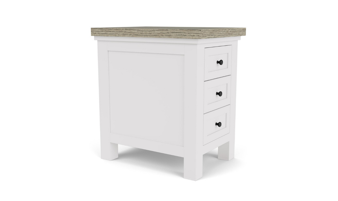 Cora Wood Chair side Table in Cloud White and Fog Gray