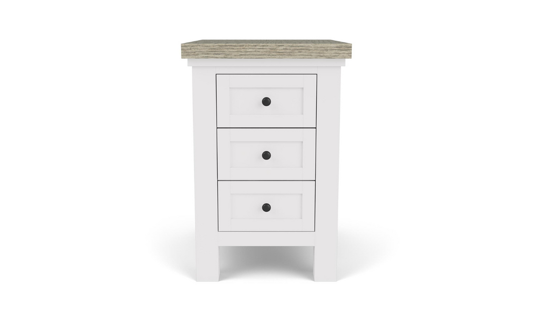 Cora Wood Chair side Table in Cloud White and Fog Gray