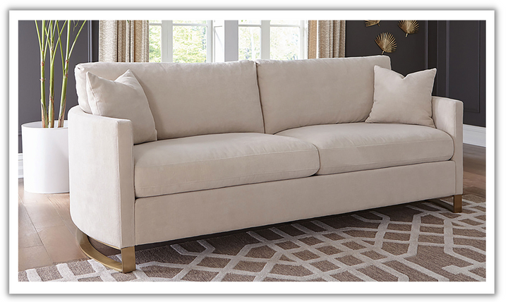 Coaster Corliss 3-Seater Fabric Sofa Recessed Arms in Beige- Jennifer Furniture