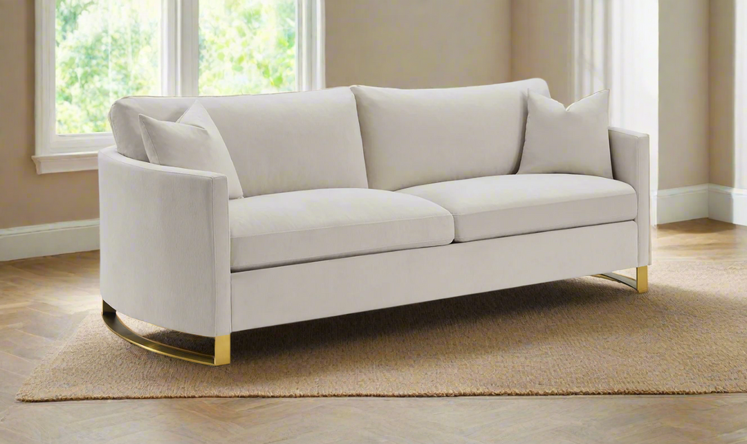 Coaster Corliss 3-Seater Fabric Sofa Recessed Arms in Beige- Jennifer Furniture