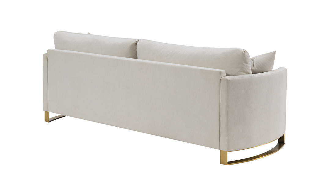 Coaster Corliss 3-Seater Fabric Sofa Recessed Arms in Beige- Jennifer Furniture