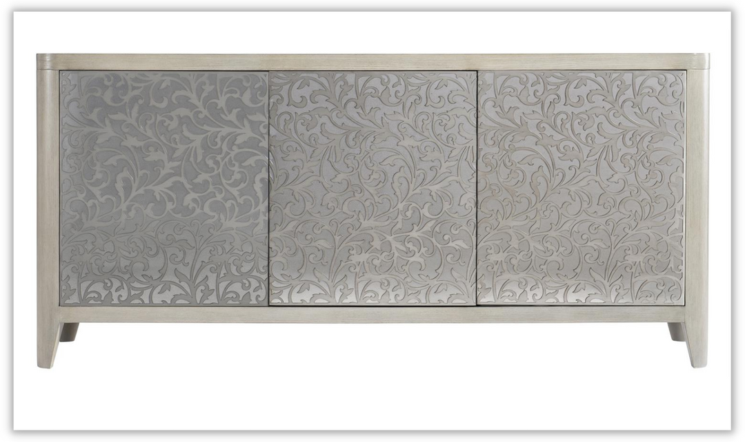 Cornelia 3 Doors Wooden Gray Buffet in Nebbia Finish