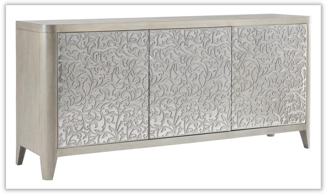 Cornelia 3 Doors Wooden Gray Buffet in Nebbia Finish