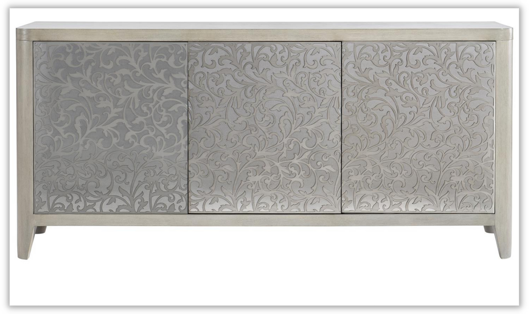 Cornelia 3 Doors Wooden Gray Buffet in Nebbia Finish