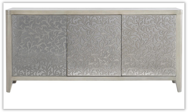 Cornelia 3 Doors Wooden Gray Buffet in Nebbia Finish