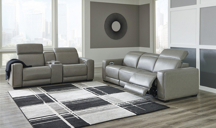 Ashley Correze 3-Seater Leather Grey Power Reclining Sofa