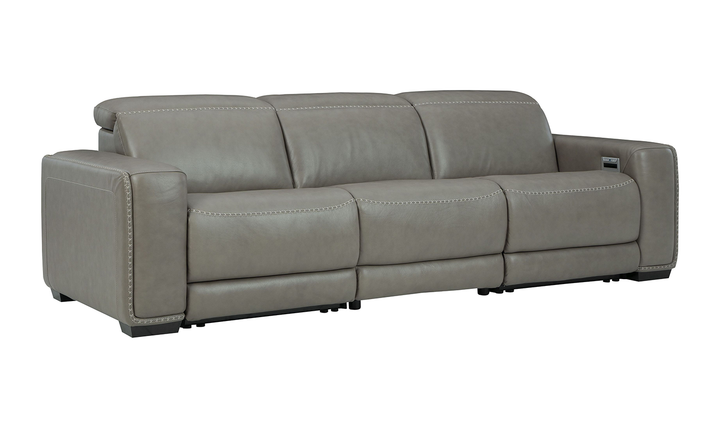 Ashley Correze 3-Seater Leather Grey Power Reclining Sofa