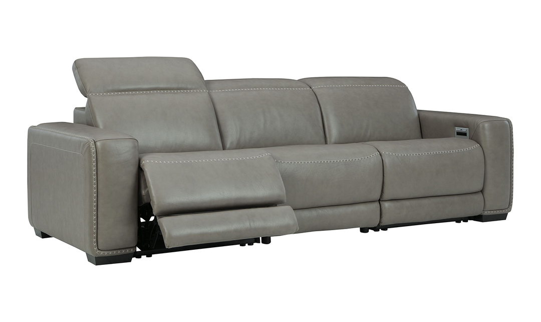 Ashley Correze 3-Seater Leather Grey Power Reclining Sofa