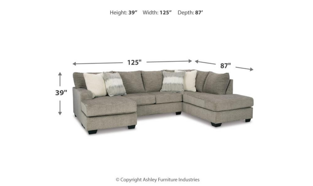 Ashley Creswell 2-Piece Polyester Sectional with Chaise in Stone