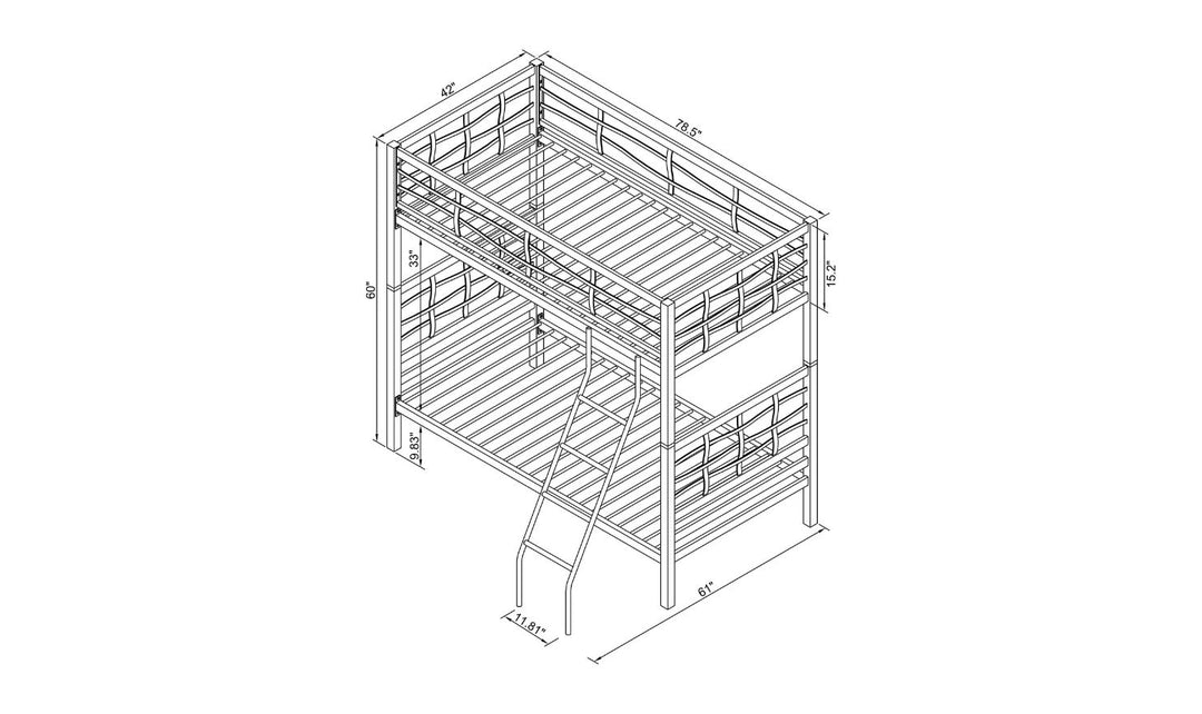 Crystal Two Twin Bunk Bed with Rustic Finish