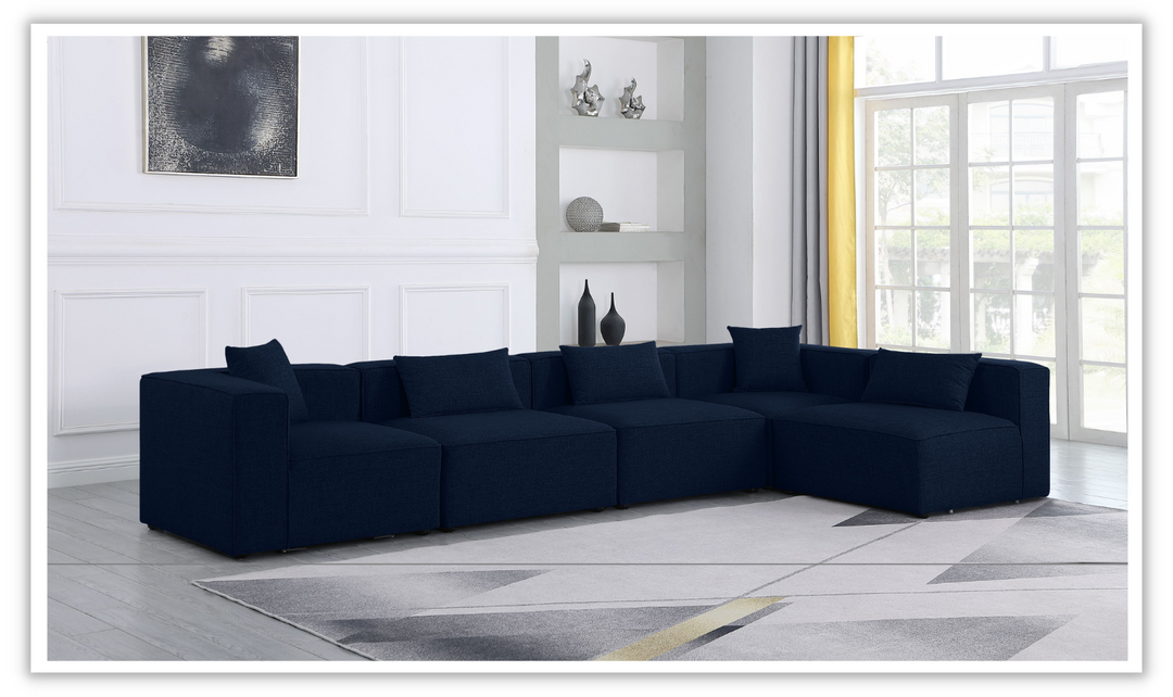 Meridian Furniture Cube Linen  Modular Sectional Sofa with Track Arms