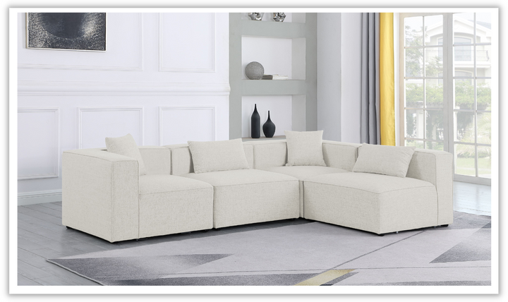 Meridian Furniture Cube Linen  Modular Sectional Sofa with Track Arms