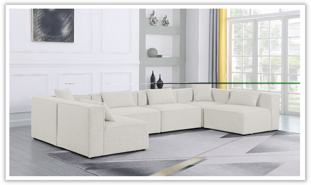 Meridian Furniture Cube Linen  Modular Sectional Sofa with Track Arms