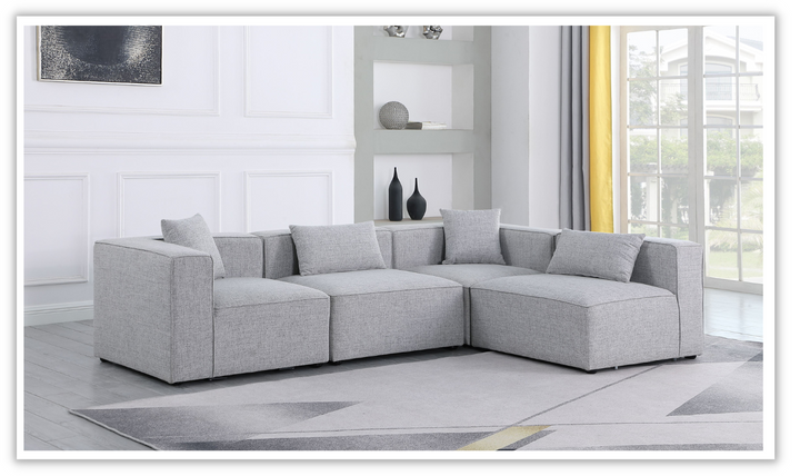 Meridian Furniture Cube Linen  Modular Sectional Sofa with Track Arms