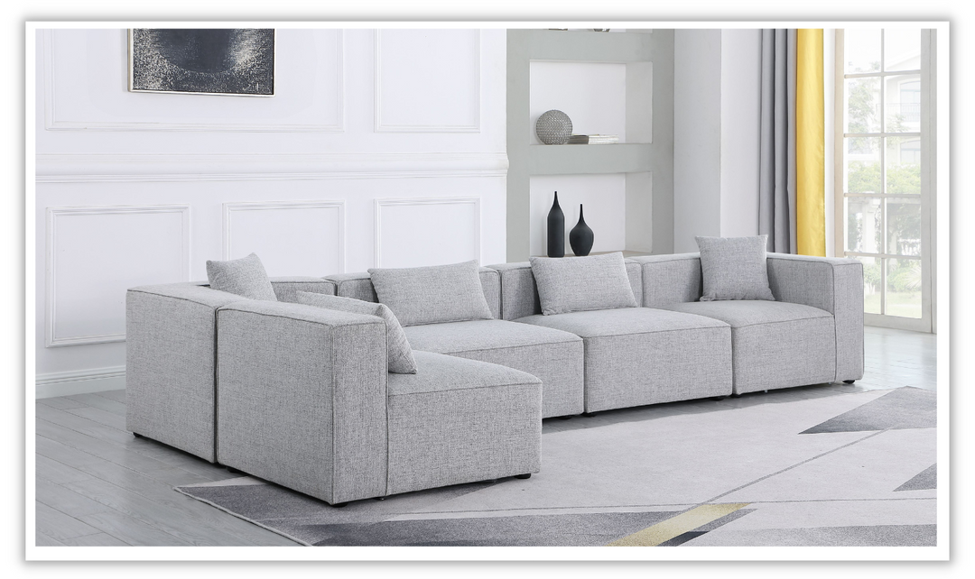 Meridian Furniture Cube Linen  Modular Sectional Sofa with Track Arms