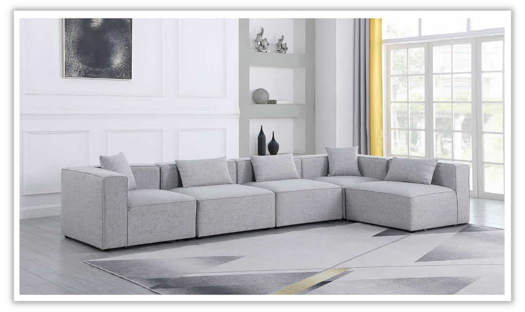 Meridian Furniture Cube Linen  Modular Sectional Sofa with Track Arms