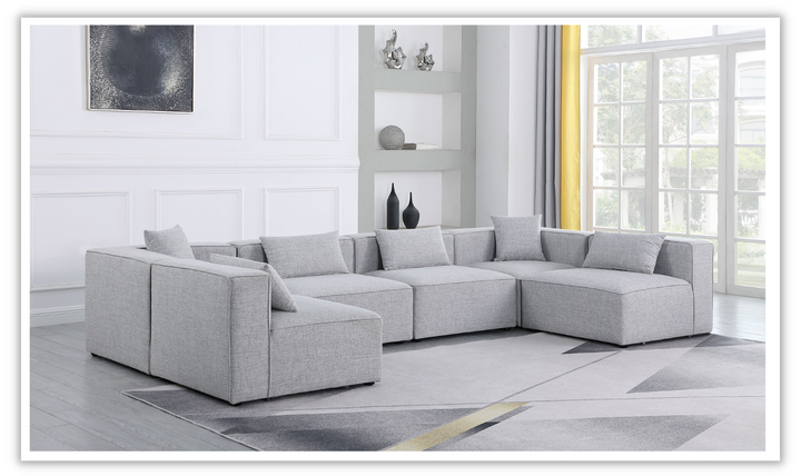 Meridian Furniture Cube Linen  Modular Sectional Sofa with Track Arms