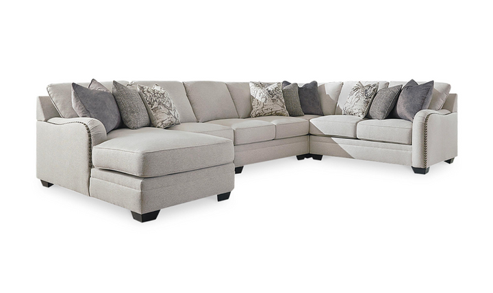 Dellara Fabric Sectional Sofa with Track Arm In Chalk