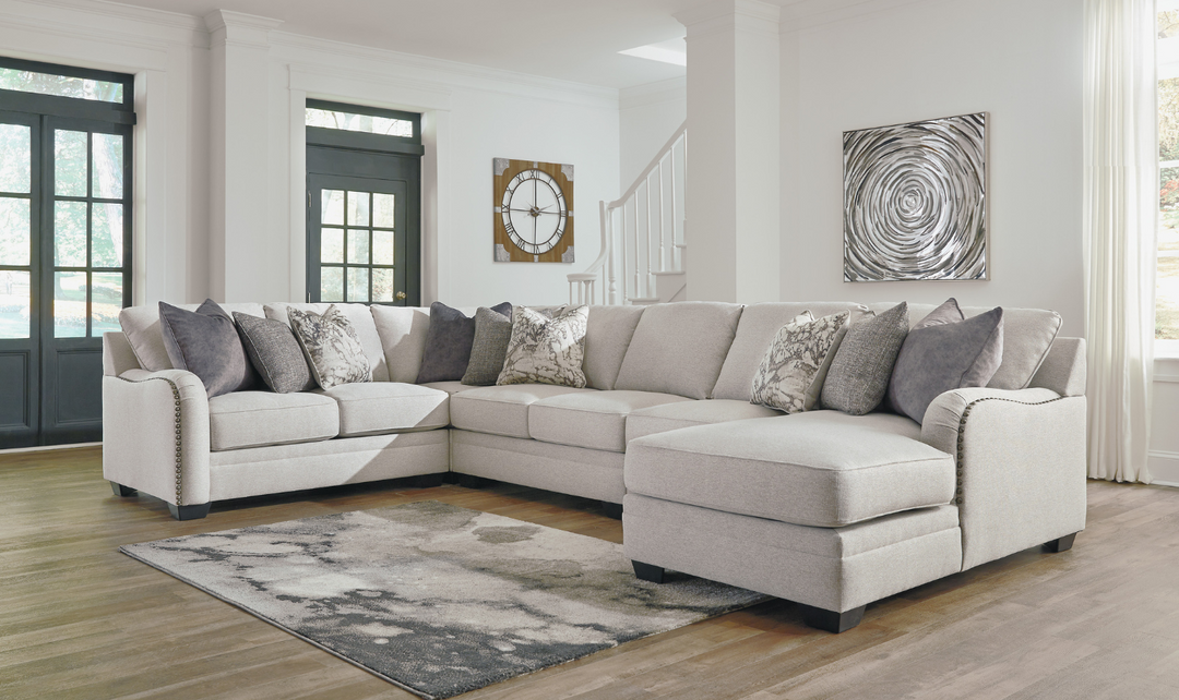 Dellara Fabric Sectional Sofa with Track Arm In Chalk